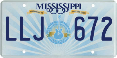 MS license plate LLJ672