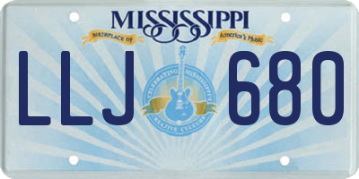 MS license plate LLJ680