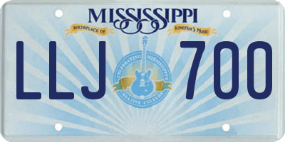 MS license plate LLJ700