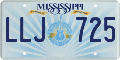 MS license plate LLJ725