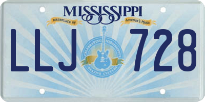 MS license plate LLJ728