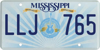 MS license plate LLJ765