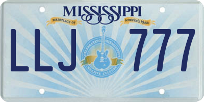 MS license plate LLJ777