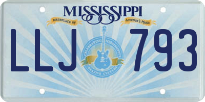 MS license plate LLJ793