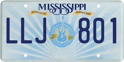 MS license plate LLJ801