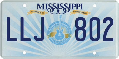 MS license plate LLJ802