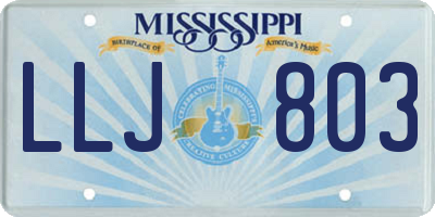 MS license plate LLJ803