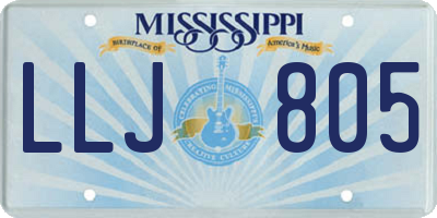 MS license plate LLJ805