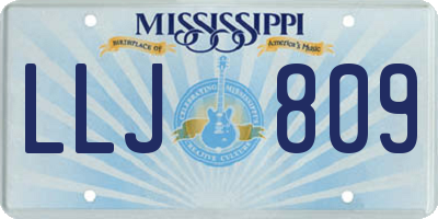 MS license plate LLJ809