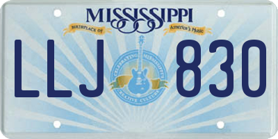 MS license plate LLJ830