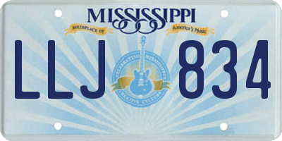 MS license plate LLJ834