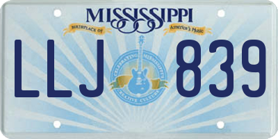 MS license plate LLJ839