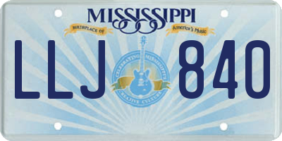 MS license plate LLJ840