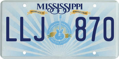 MS license plate LLJ870