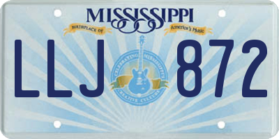 MS license plate LLJ872