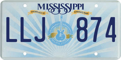 MS license plate LLJ874