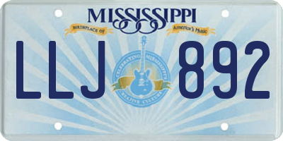 MS license plate LLJ892