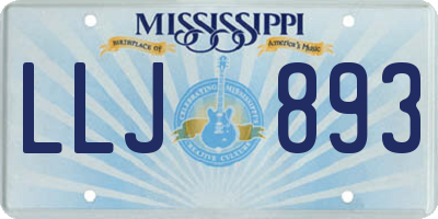 MS license plate LLJ893