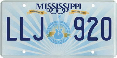 MS license plate LLJ920