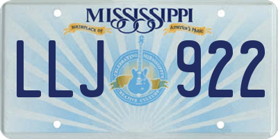 MS license plate LLJ922