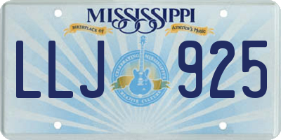 MS license plate LLJ925