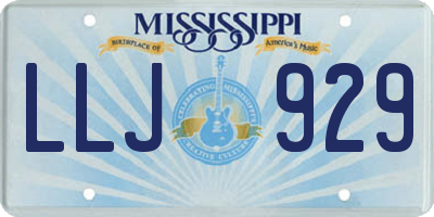 MS license plate LLJ929