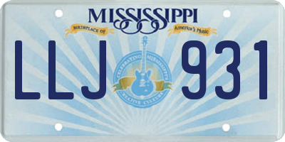 MS license plate LLJ931