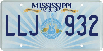 MS license plate LLJ932