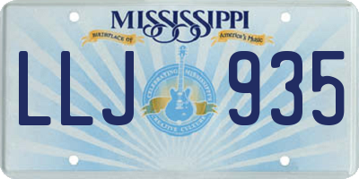 MS license plate LLJ935