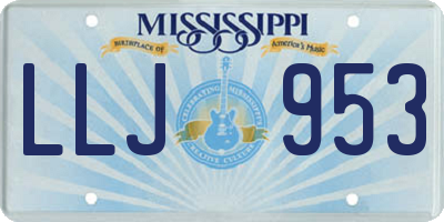 MS license plate LLJ953