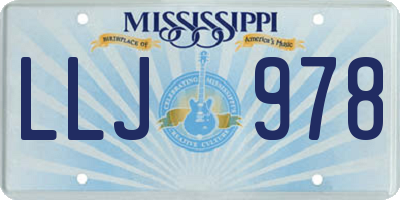 MS license plate LLJ978