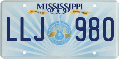 MS license plate LLJ980
