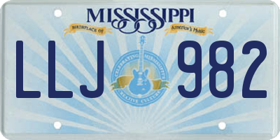 MS license plate LLJ982