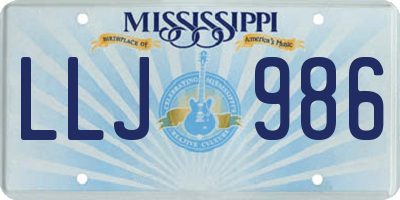 MS license plate LLJ986
