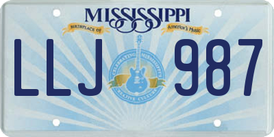 MS license plate LLJ987