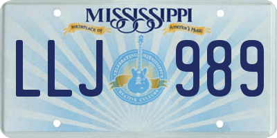MS license plate LLJ989