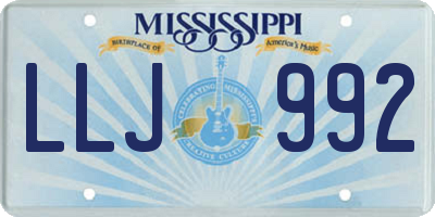 MS license plate LLJ992