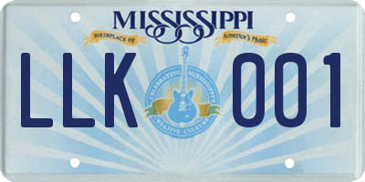 MS license plate LLK001