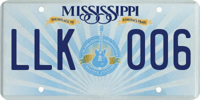 MS license plate LLK006