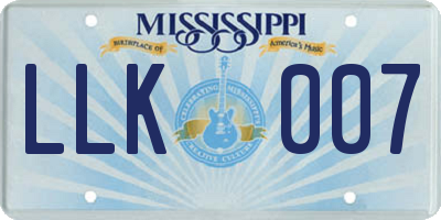MS license plate LLK007