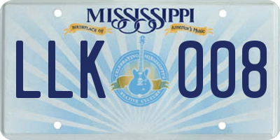 MS license plate LLK008