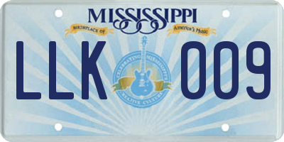 MS license plate LLK009