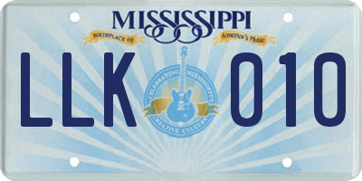 MS license plate LLK010