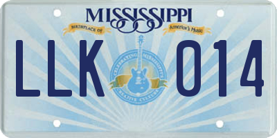 MS license plate LLK014