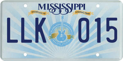 MS license plate LLK015