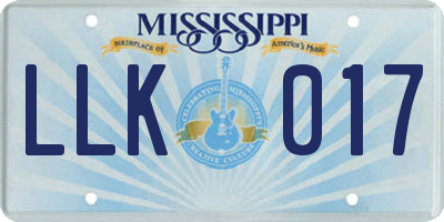MS license plate LLK017
