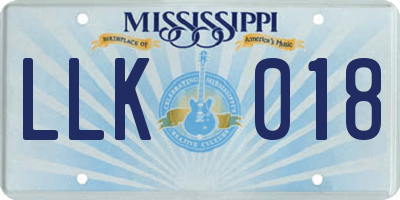 MS license plate LLK018