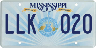 MS license plate LLK020