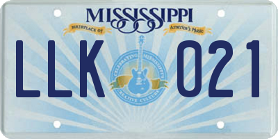 MS license plate LLK021