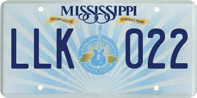 MS license plate LLK022